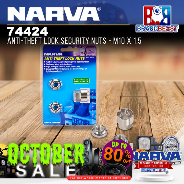 Narva 74424 Anti-Theft Lock Security Nuts - M10 x 1.5