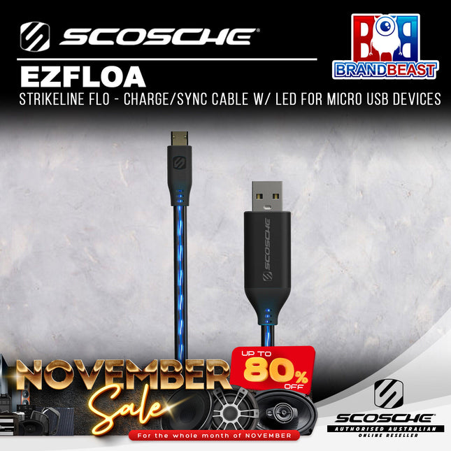 Scosche EZFLOA StrikeLine Flo - Charge/Sync Cable w/ LED for Micro USB Devices