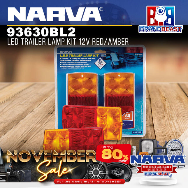 Narva 93630BL2 LED Trailer Lamp Kit 12V Red/Amber