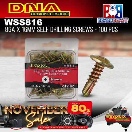 DNA WSS816 16mm 8 Gauge Self Drilling Screws - 100 Pieces