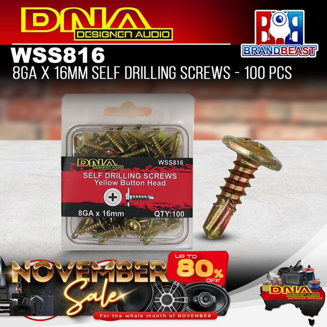 DNA WSS816 16mm 8 Gauge Self Drilling Screws - 100 Pieces