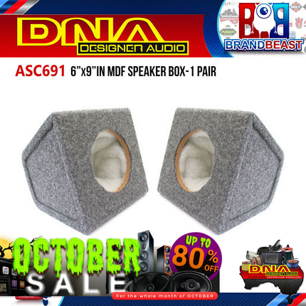 DNA ASC691 6x9" Grey MDF Mobile Audio Sealed Speaker Boxes - 1 Pair