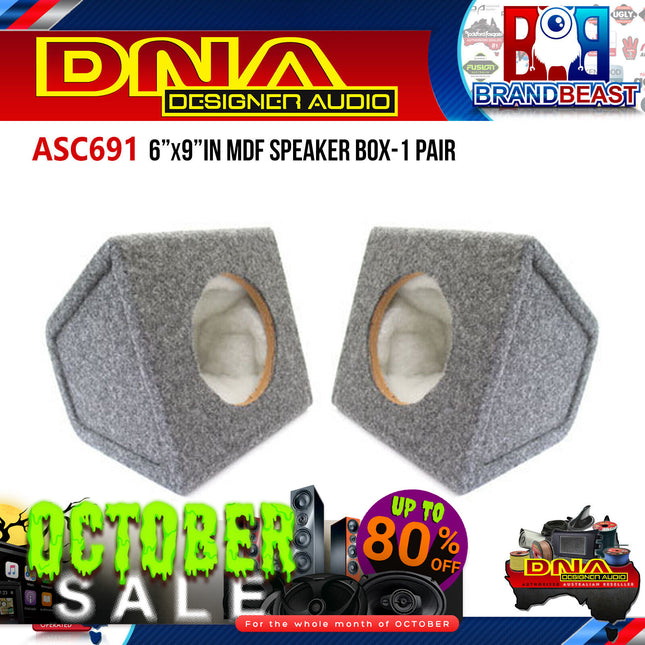 DNA ASC691 6x9" Grey MDF Mobile Audio Sealed Speaker Boxes - 1 Pair
