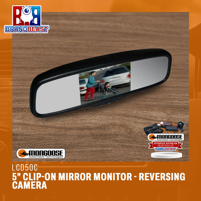 Mongoose LCD50C | 5" Clip-On Mirror Monitor - Reversing Camera