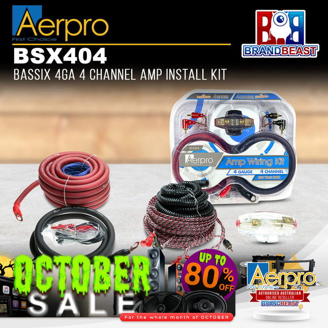 Aerpro BSX404 Bassix 4GA 650W 4-Channel Amplifier Install Wiring Kit