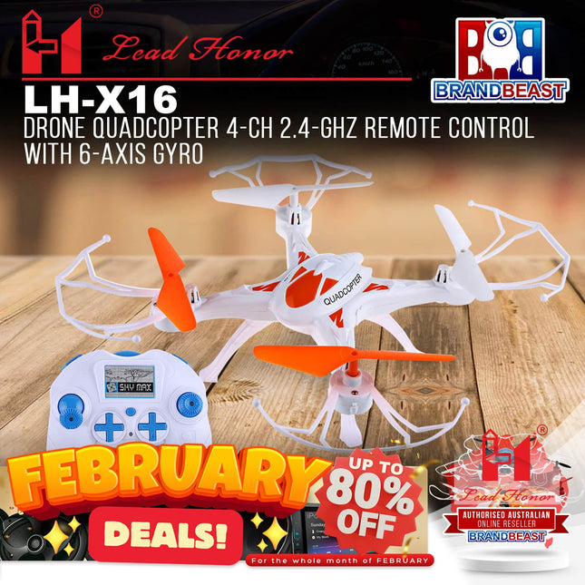 Lead Honor LH-X16 Drone Quadcopter 4-Ch 2.4-Ghz Remote Control With 6-Axis Gyro