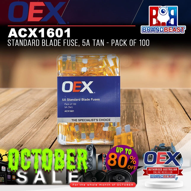 OEX ACX1601 Standard Blade Fuse, 5A Tan - Pack of 100