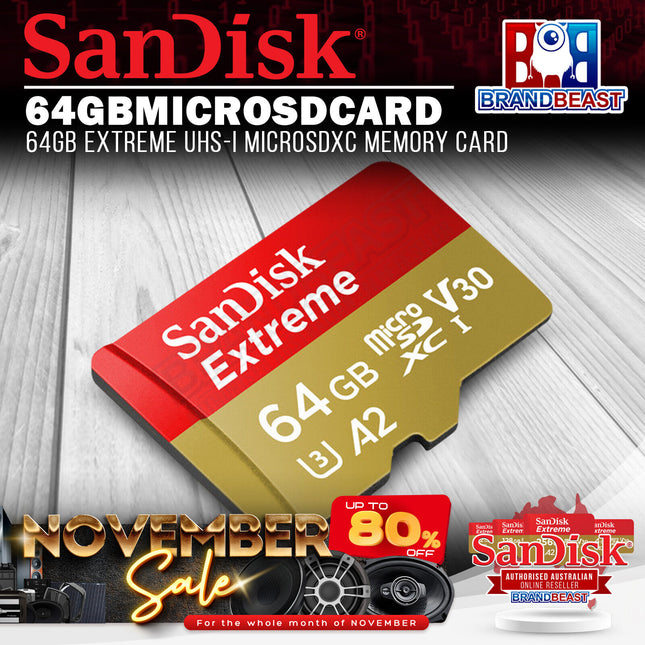 SanDisk 64GBMICROSDCARD 64GB Extreme UHS-I microSDXC Memory Card