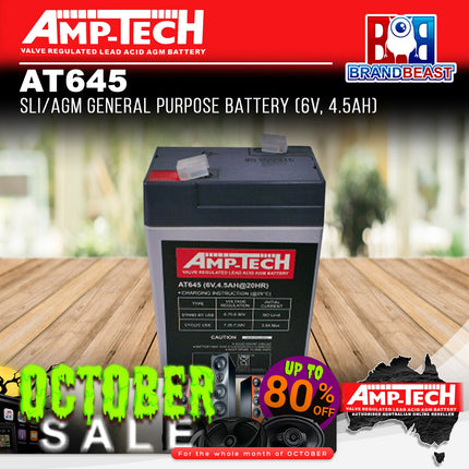 Amp-Tech AT645 SLI/AGM General Purpose Battery (6V, 4.5Ah)