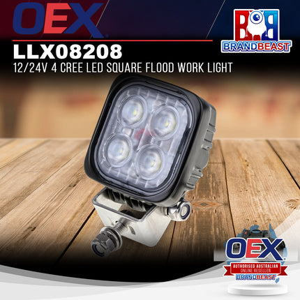 OEX LLX08208 12/24V 4 CREE LED Square Flood Work Light