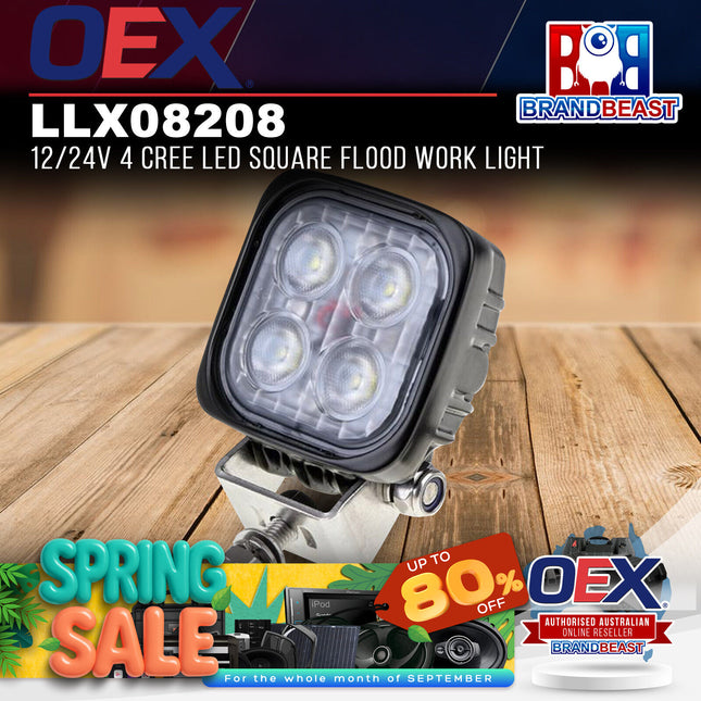 OEX LLX08208 12/24V 4 CREE LED Square Flood Work Light