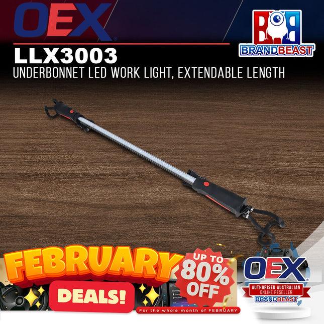 OEX LLX3003 Underbonnet LED Work Light Extendable Length