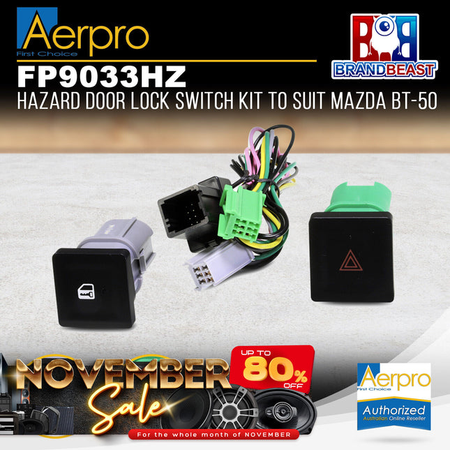 Aerpro FP9033HZ Hazard & Door Lock Switch Kit Suit Aerpro FP9033 & FP9033K