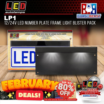 LED Autolamps LP1 12/24V LED Number Plate Frame Light Blister Pack