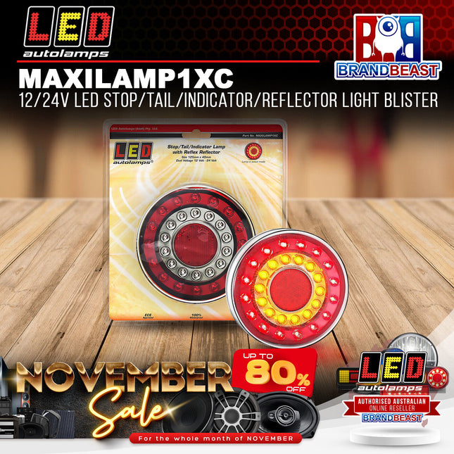 LED Autolamps MAXILAMP1XC 12/24V LED Stop/Tail/Indicator/Reflector Light Blister