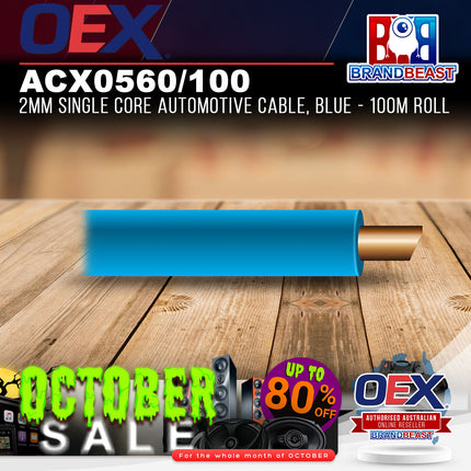 OEX ACX0560/100 2mm Single Core Automotive Cable, Blue - 100m Roll