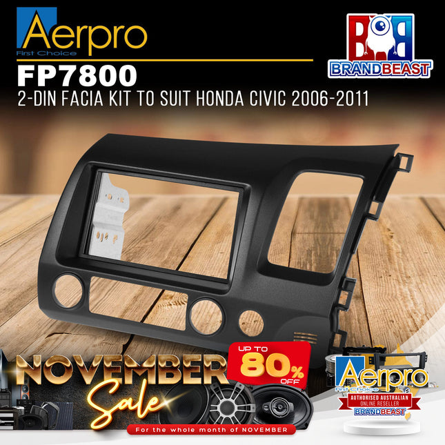 Aerpro FP7800 Double DIN Charcoal Facia Kit Suit Honda Civic Sedan 2006 - 2011