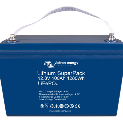 Victron Energy BAT512110712 12.8V 100Ah Lithium SuperPack Battery M8 Terminal