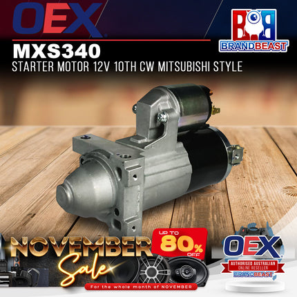 OEX MXS340 Starter Motor 12V 10Th CW Mitsubishi Style