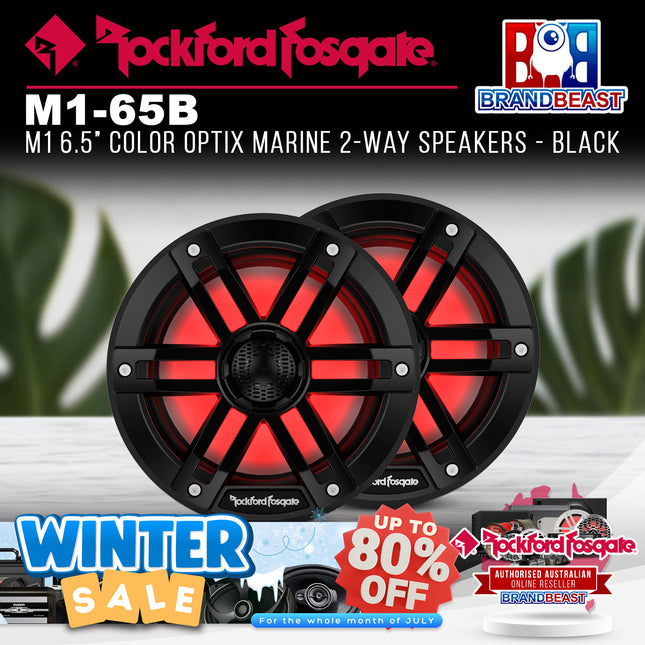 Rockford Fosgate M1-65B M1 6.5" Color Optix Marine 2-Way Speakers - Black