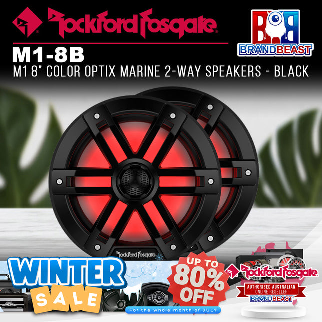 Rockford Fosgate M1-8B M1 8" Color Optix Marine 2-Way Speakers - Black