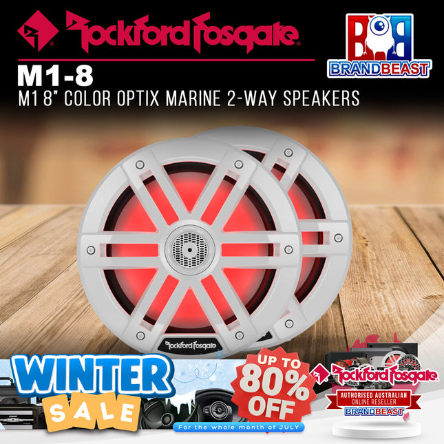 Rockford Fosgate M1-8 M1 8" Color Optix Marine 2-Way Speakers