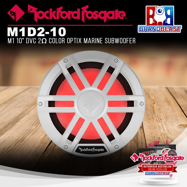Rockford Fosgate M1D2-10 M1 10" DVC 2Œ© Color Optix Marine Subwoofer