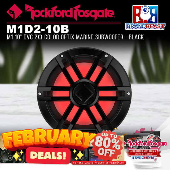 Rockford Fosgate M1D2-10B M1 10" DVC 2Œ© Color Optix Marine Subwoofer - Black