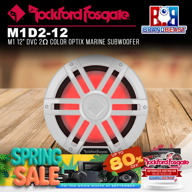 Rockford Fosgate M1D2-12 M1 12" DVC 2Œ© Color Optix Marine Subwoofer