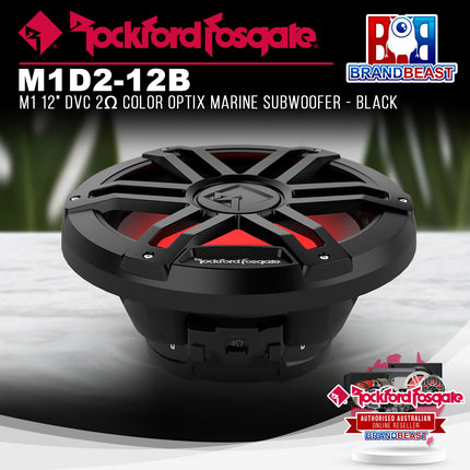 Rockford Fosgate M1D2-12B M1 12" DVC 2Ω Color Optix Marine Subwoofer - Black
