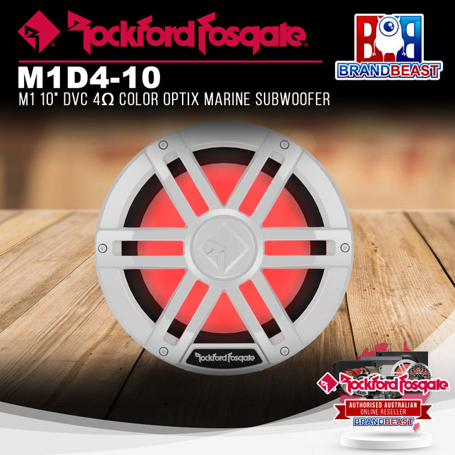 Rockford Fosgate M1D4-10 M1 10" DVC 4Œ© Color Optix Marine Subwoofer
