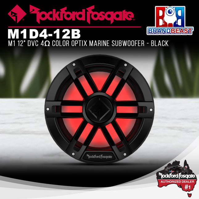 Rockford Fosgate M1D4-12B M1 12" DVC 4Œ© Color Optix Marine Subwoofer - Black