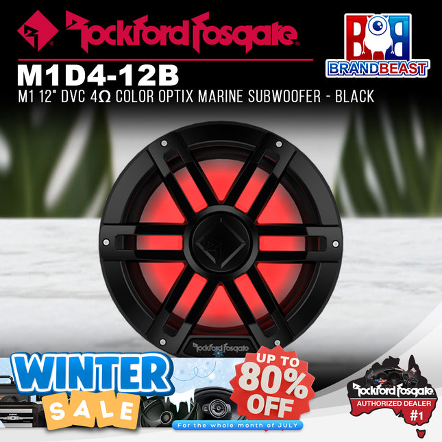 Rockford Fosgate M1D4-12B M1 12" DVC 4Œ© Color Optix Marine Subwoofer - Black