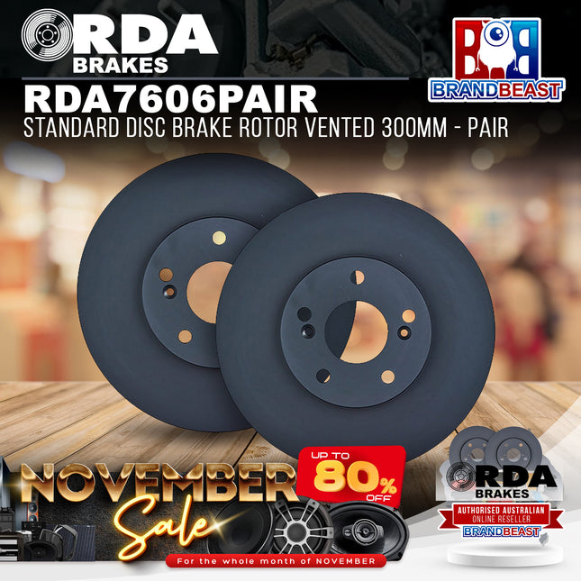 RDA Brakes RDA7606 Standard Disc Brake Rotor Vented 300mm - Pair