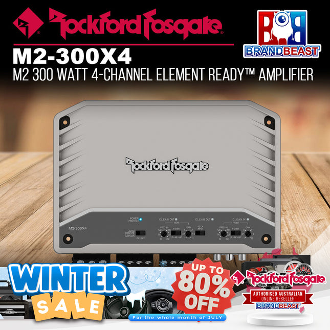 Rockford Fosgate M2-300X4 M2 300 Watt 4-Channel Element Ready™ Marine Amplifier