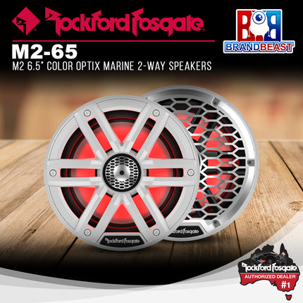 Rockford Fosgate M2-65 M2 Series 6.5 Inch 2-Way Color Optix Marine Speakers in White - Pair