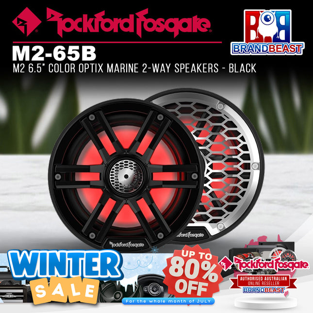 Rockford Fosgate M2-65B M2 6.5" Color Optix Marine 2-Way Speakers - Black