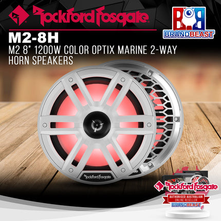 Rockford Fosgate M2-8H M2 8" 1200W Color Optix Marine 2-Way Horn Speakers
