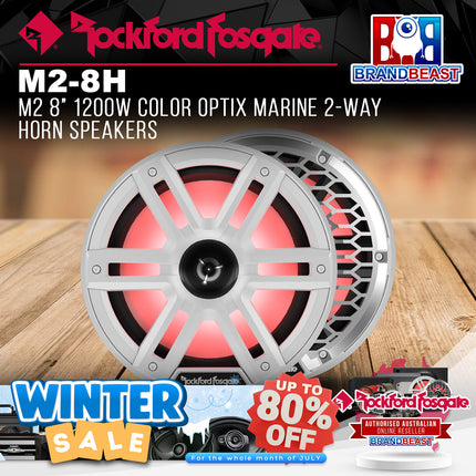 Rockford Fosgate M2-8H M2 8" 1200W Color Optix Marine 2-Way Horn Speakers