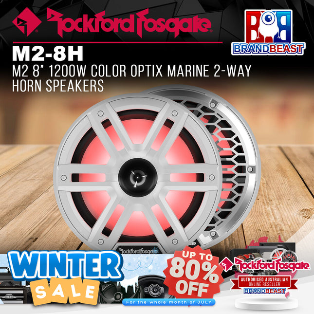 Rockford Fosgate M2-8H M2 8" 1200W Color Optix Marine 2-Way Horn Speakers