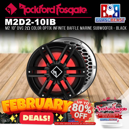 Rockford Fosgate M2D2-10IB M2 10" DVC 2Œ© Color Optix Infinite Baffle Marine Subwoofer - Black