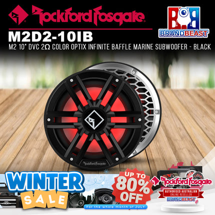Rockford Fosgate M2D2-10IB M2 10" DVC 2Œ© Color Optix Infinite Baffle Marine Subwoofer - Black