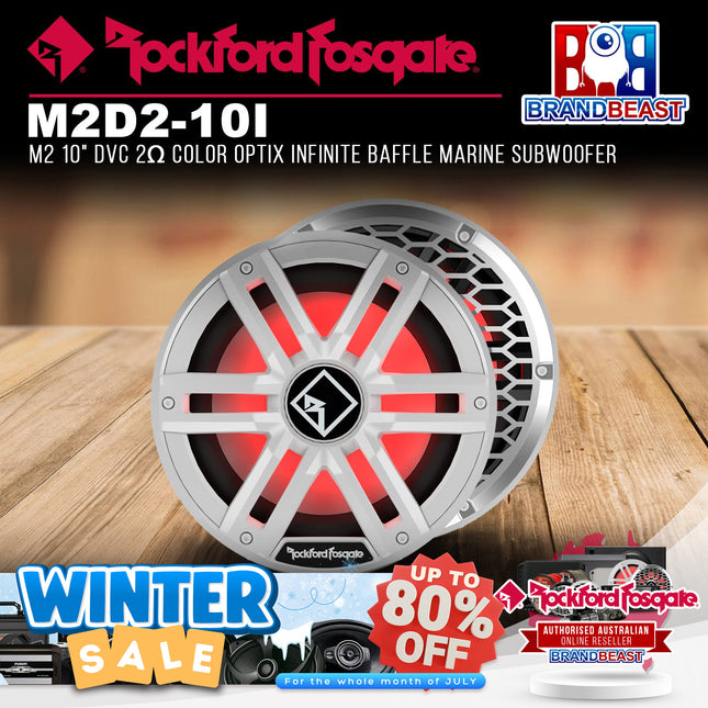 Rockford Fosgate M2D2-10I M2 10" DVC 2Œ© Color Optix Infinite Baffle Marine Subwoofer