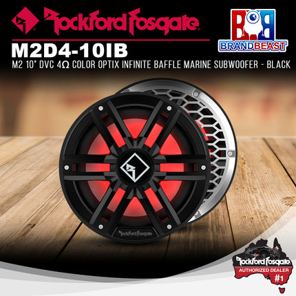 Rockford Fosgate M2D4-10IB M2 10" DVC 4Œ© Color Optix Infinite Baffle Marine Subwoofer - Black