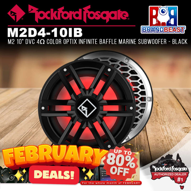 Rockford Fosgate M2D4-10IB M2 10" DVC 4Œ© Color Optix Infinite Baffle Marine Subwoofer - Black