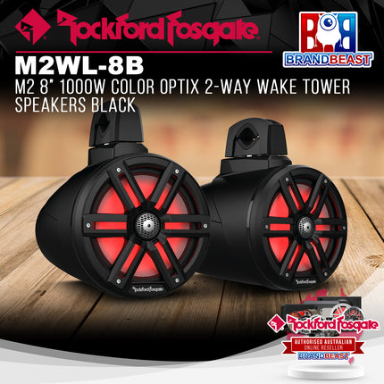 Rockford Fosgate M2WL-8B M2 8" 1000W Color Optix 2-Way Wake Tower Speakers Black