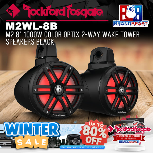 Rockford Fosgate M2WL-8B M2 8" 1000W Color Optix 2-Way Wake Tower Speakers Black