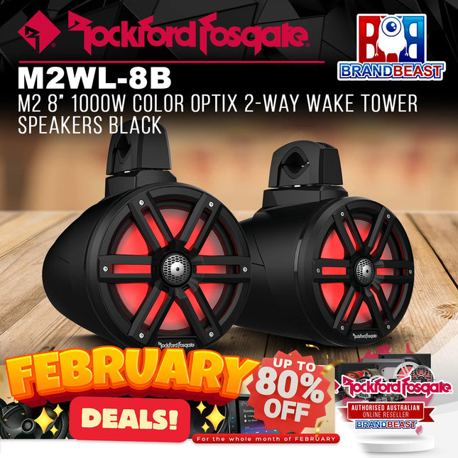 Rockford Fosgate M2WL-8B M2 8‚Äù 1000W Color Optix 2-Way Wake Tower Speakers Black