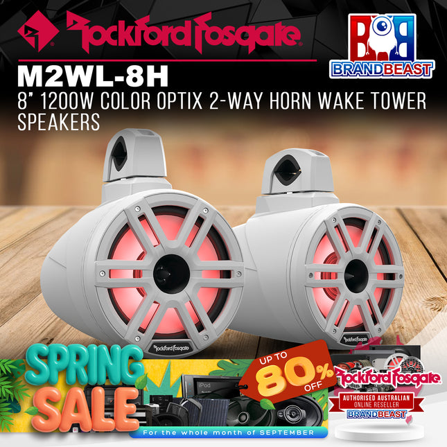 Rockford Fosgate M2WL-8H M2 8" 1200W Color Optix 2-Way Horn Wake Tower Speakers