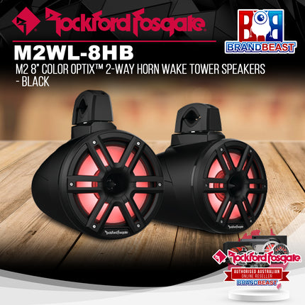 Rockford Fosgate M2WL-8HB M2 8" Color Optix™ 2-Way Horn Wake Tower Speakers - Black
